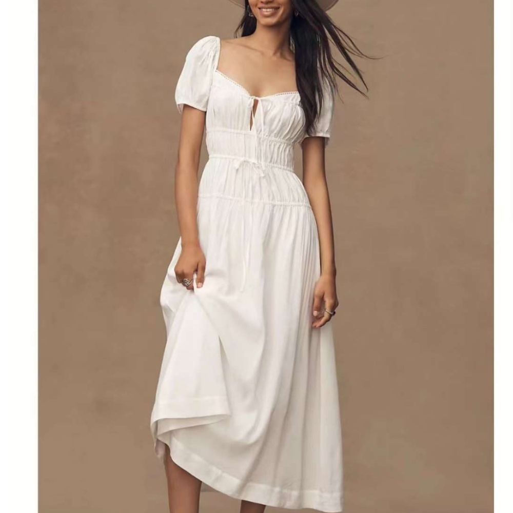 Reformation Rhett Midi Cotton Dress - White - Size 2